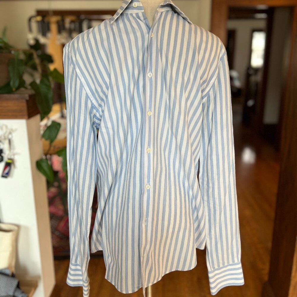 Light Blue and White Stripe Tailored Shirt